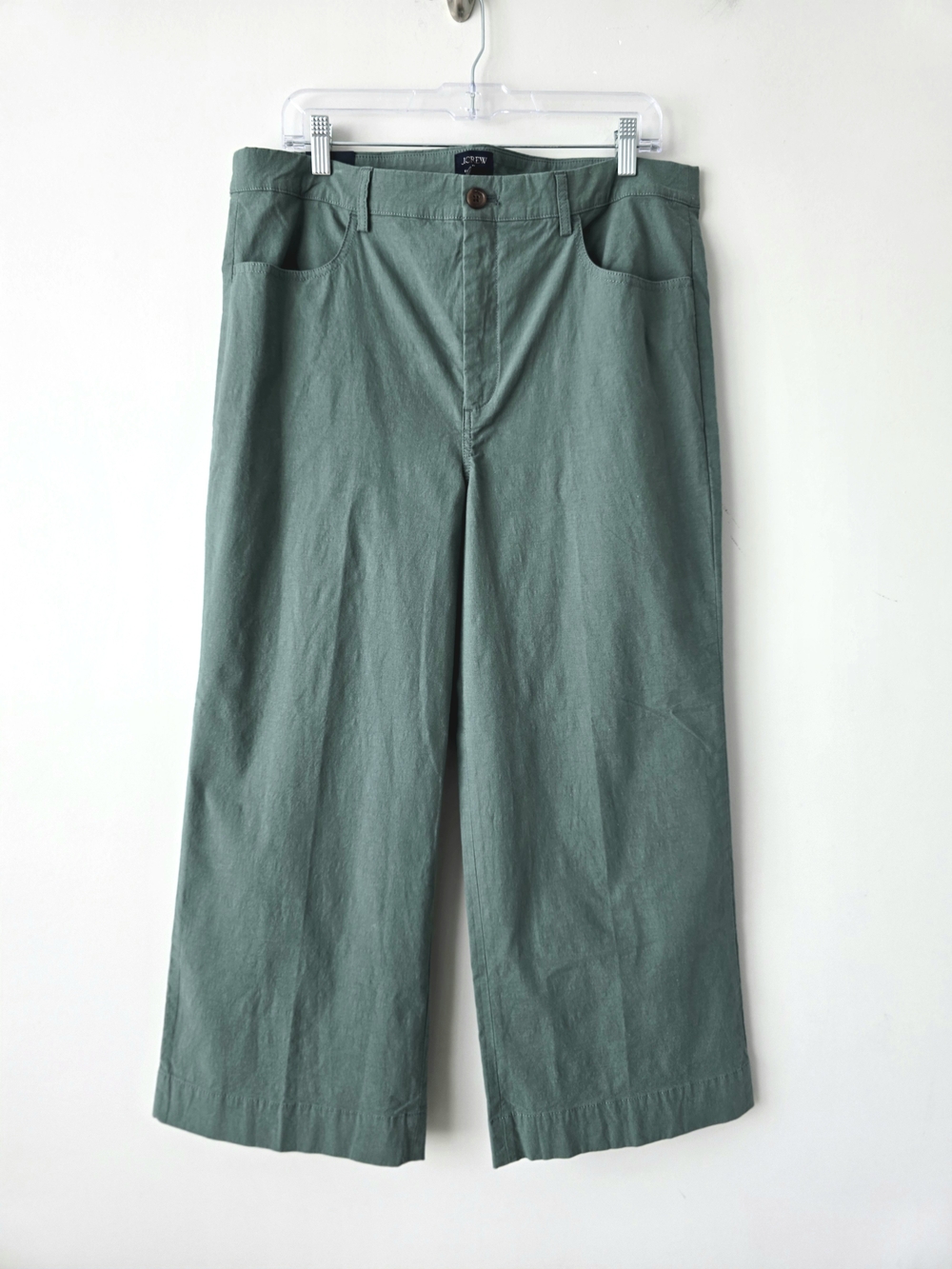 J. Crew Ella Wide Leg Crop Pant 32 Olive Green NWT